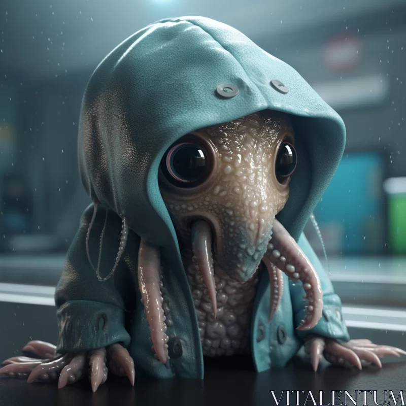 Cute Little Baby Octopus With Piercing Eyes AI Image