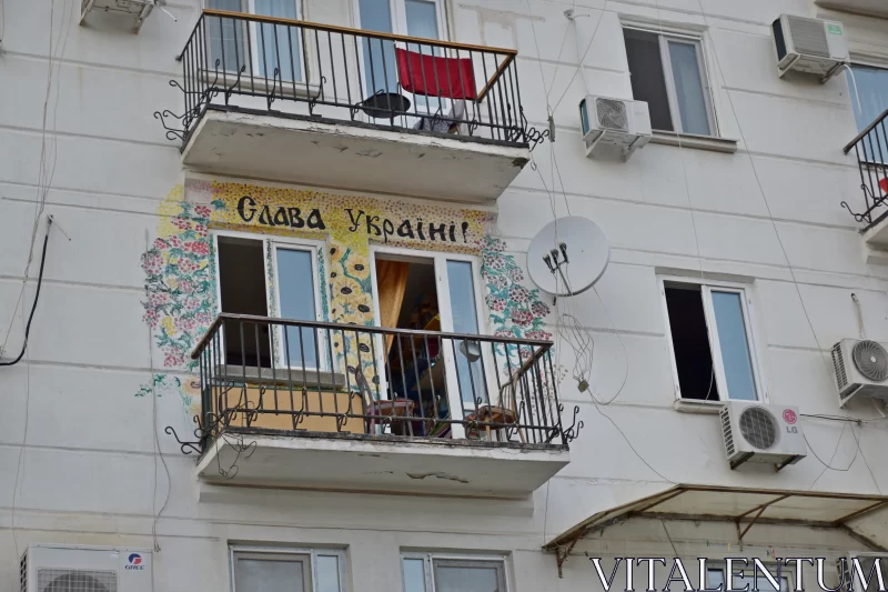 Patriotic Ukrainian Apartment Building Free Stock Photo