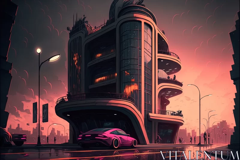 Dystopian Noir: Gloomy Image of a Futuristic Street AI Image