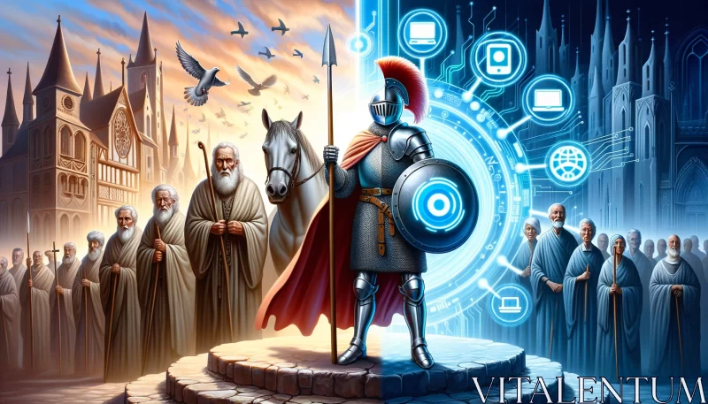 Knight of the Digital Realm: The Digital Crypto Era AI Image