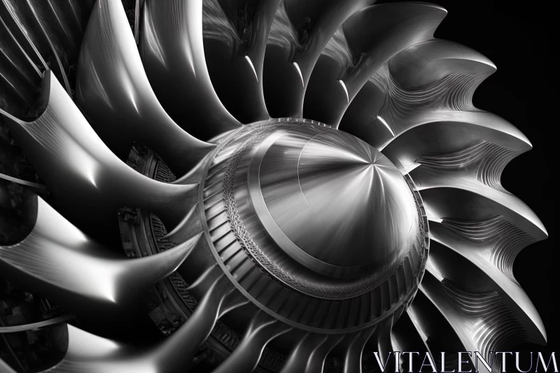 Power and Precision: Close-Up of a Turbojet Engine in an Aircraft AI Image