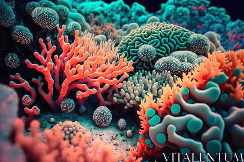 AI ART Macro Beauty: Pink Coral Reef Texture of Marine Ecosystem