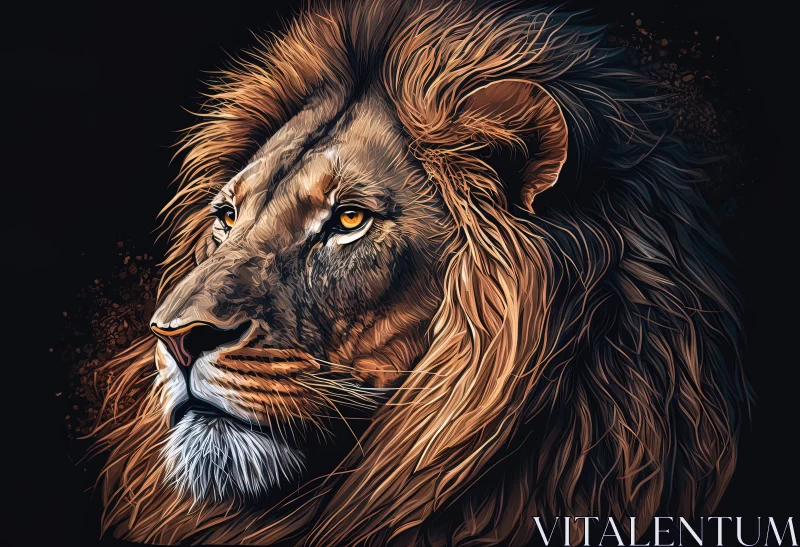 Majestic Gaze: Close-up Portrait of a Majestic Lion AI Image