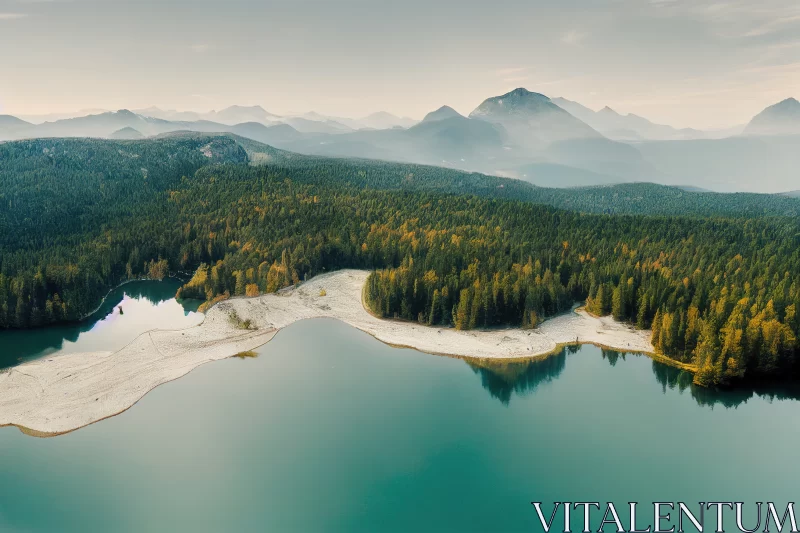 Aerial Serenity: Majestic Lake Eibsee and Forest in Germany AI Image
