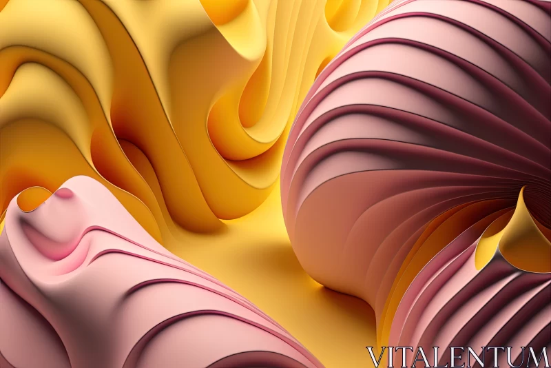 Organic Fusion: Natural Surfaces on a Modern Pink and Yellow Background AI Image