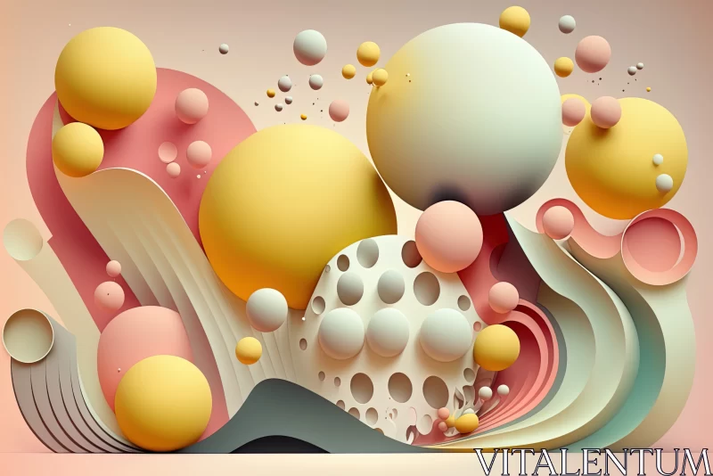 Pastel Motion: Spheres and Wavy Lines in a Mesmerizing Design AI Image