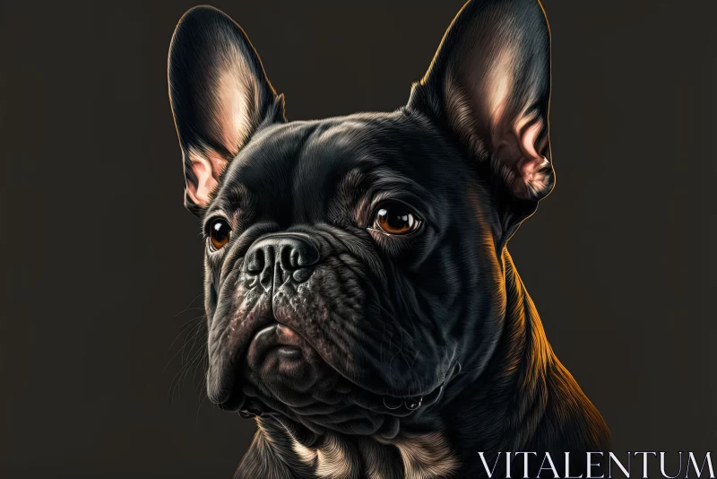Intense Focus: Close-Up French Bulldog Illustration AI Image