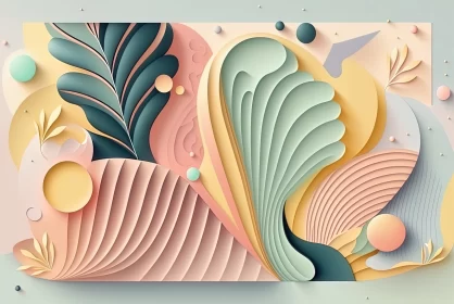 Interesting Geometrical 3D Design with Pastel Colors: Modern Elegance in Soft Tones AI Image
