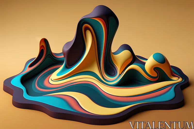 Ethereal Flow: An Abstract Marbled Wavy Creation AI Image