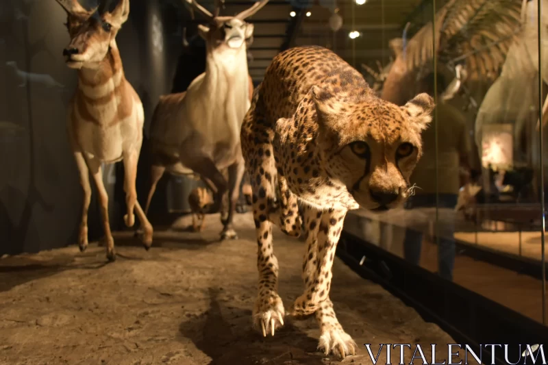 Frozen Encounter: Jaguar and Roe Deer in Statues at National Museum Free Stock Photo