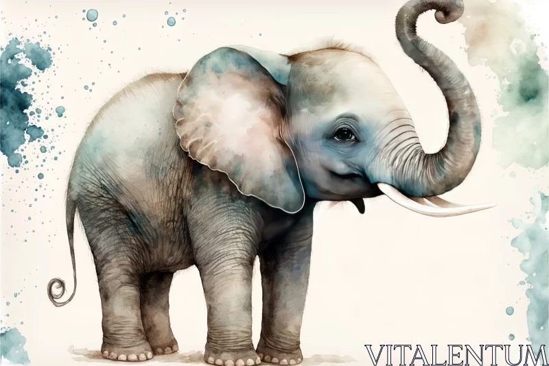 AI ART Whimsical Wonders: Baby Elephant Watercolor Art Set