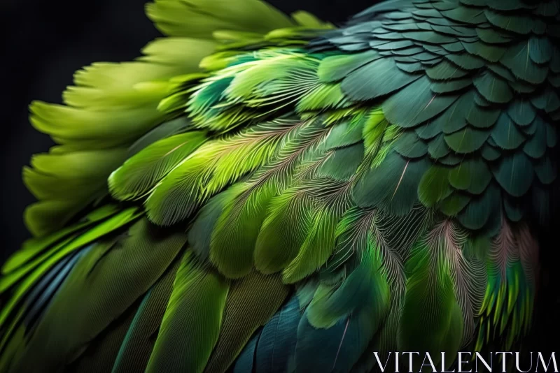 Vibrant Textures: Green Feathers of a Parrot AI Image