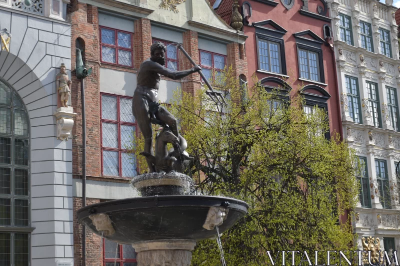 The Neptune Fountain And The Historical Importance Of Gdańsk, Poland Free Stock Photo
