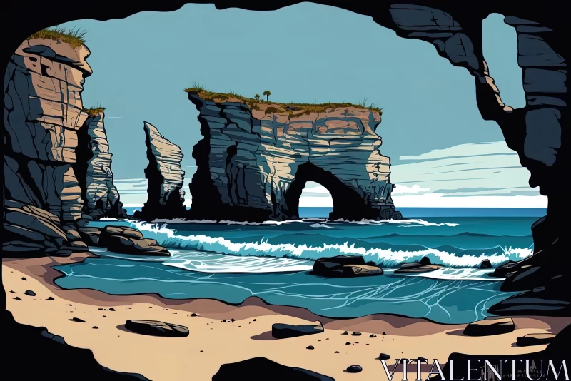Nature's Marvel: Cathedrals Beach (Playa de las Catedrales) on Atlantic Ocean AI Image