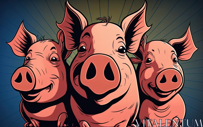 Charming Companions: Three Domesticated Pigs AI Image
