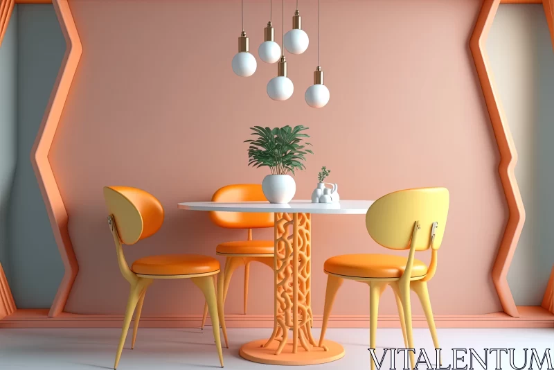 Sunburst Delight: Vibrant Yellow and Orange Dining Set AI Image