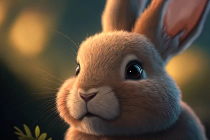 Mesmerizing Cuteness: Close-up of a Delightful Little Rabbit AI Image