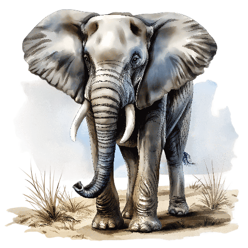 Majestic Elephant Art | Detailed Wildlife Illustration | T-Shirt Design