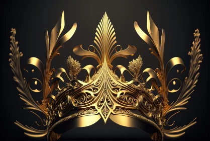 Exquisite Golden Crowns with Feather and Leaf Gold Decorations AI Image
