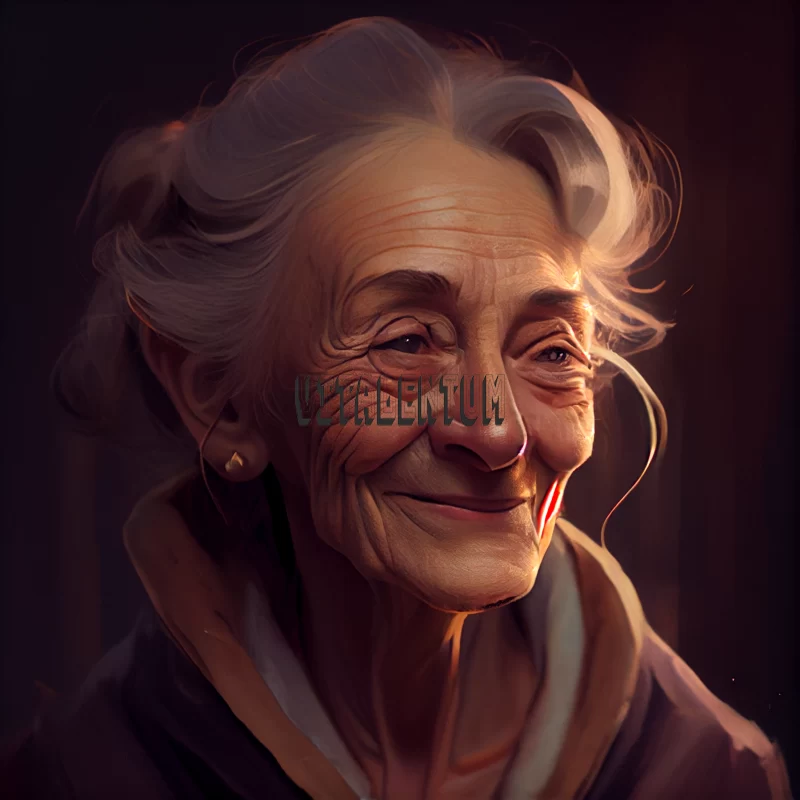 An Elegant Older Lady with Soft, Silver-Grey Hair Who Radiates Serenity and Peace AI Image