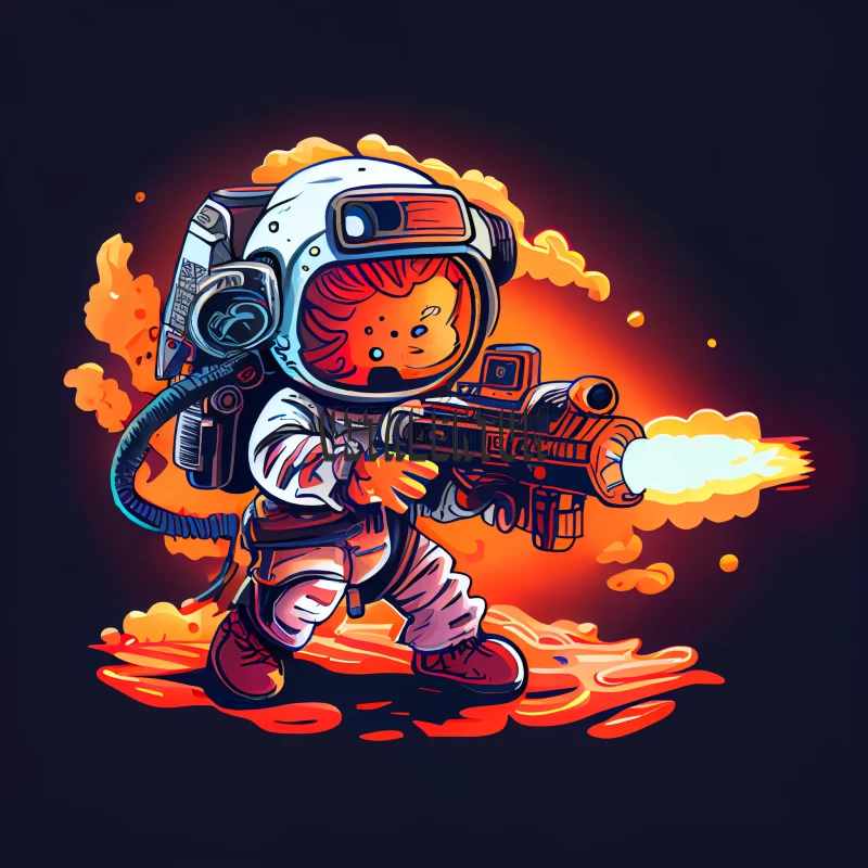 Astronaut Wearing a Spacesuit and Carrying a Flamethrower on the First Mission to Mars AI Image