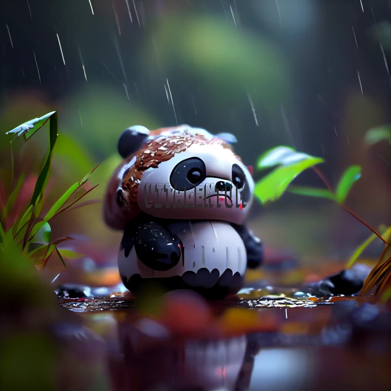 The Sad Demise of a Chocolate Panda Deep Down in The Woods AI Image