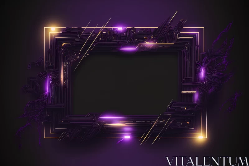AI ART Vibrant Excitement: Neon Frame on a Deep Purple Social Tale Layout