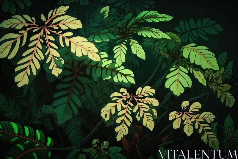 Nature's Delicacy: Detailed Picture of Green Leaves in a Forest AI Image