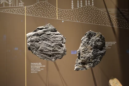Ancient Layers: Textured Stone Prehistoric Remains Display