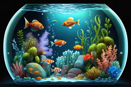 Aquatic Serenity: A Stunning Aquarium with Fish Swimming in Crystal Blue Waters