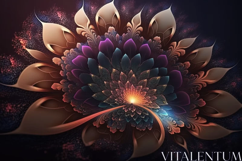 Fantasy in Bloom: Abstract Fractal Flower of Mesmerizing Beauty AI Image