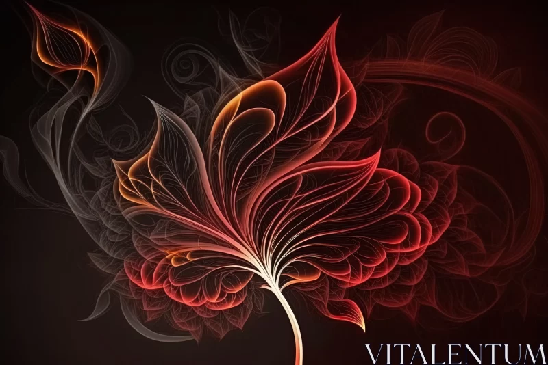 Floral Essence: Red Smoke Flower Shape on Dark Background AI Image