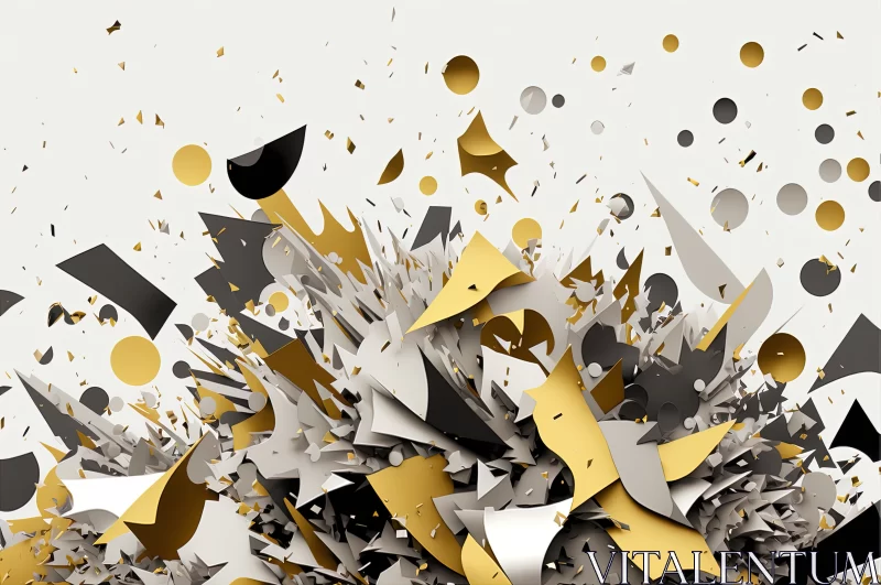 Gold, White, and Silver New Year's Confetti Explosion AI Image