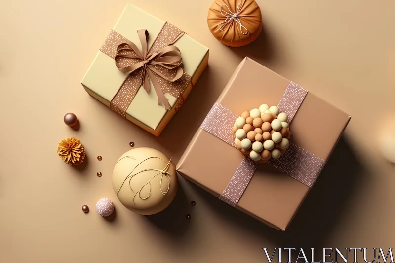 Composition of Beige and Brown-themed Presents in a Gifted Display AI Image