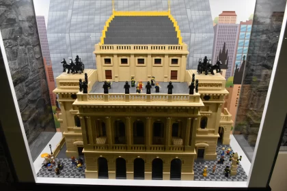 Majestic Sand-Colored Lego Museum: Where History Reigns