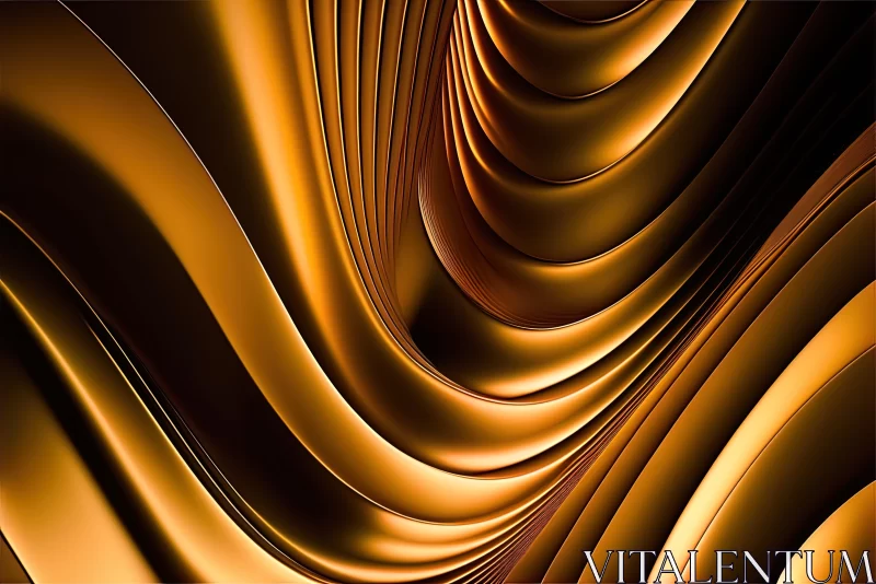 Golden Waves: Mesmerizing Abstract Backdrop with Undulating Lines AI Image