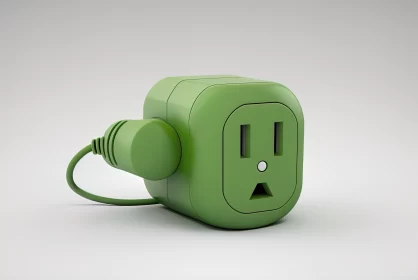 Eco-Friendly Power: Cool Green Electrical Plug on a White Background AI Image