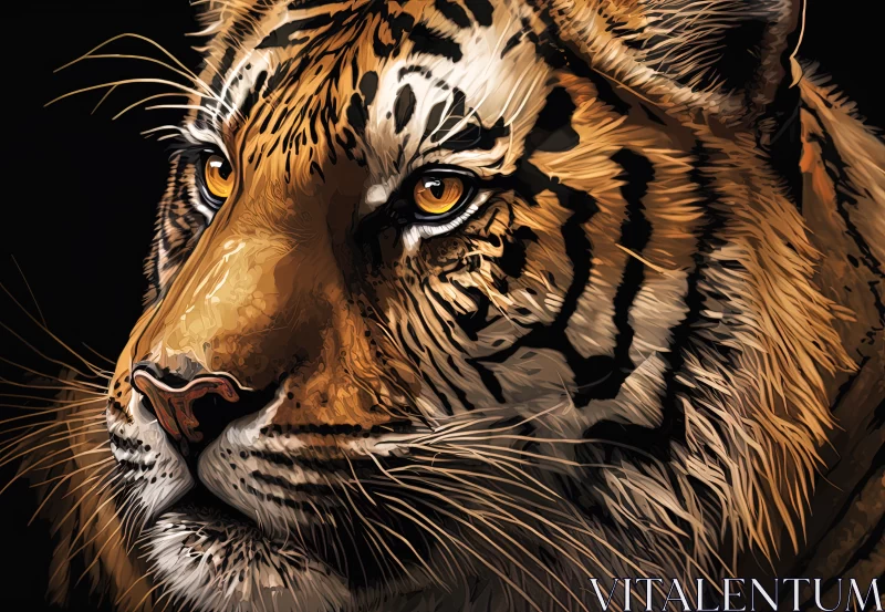 Majestic Gaze: Close-Up of a Golden Tiger Head AI Image