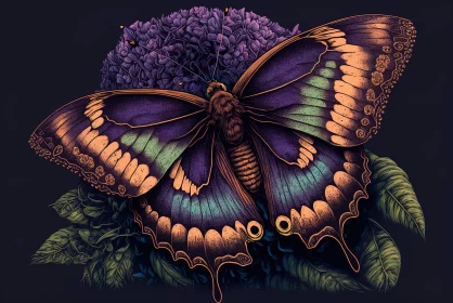 Purple Elegance: Purplish Royal Butterfly on a Delicate Purple Flower