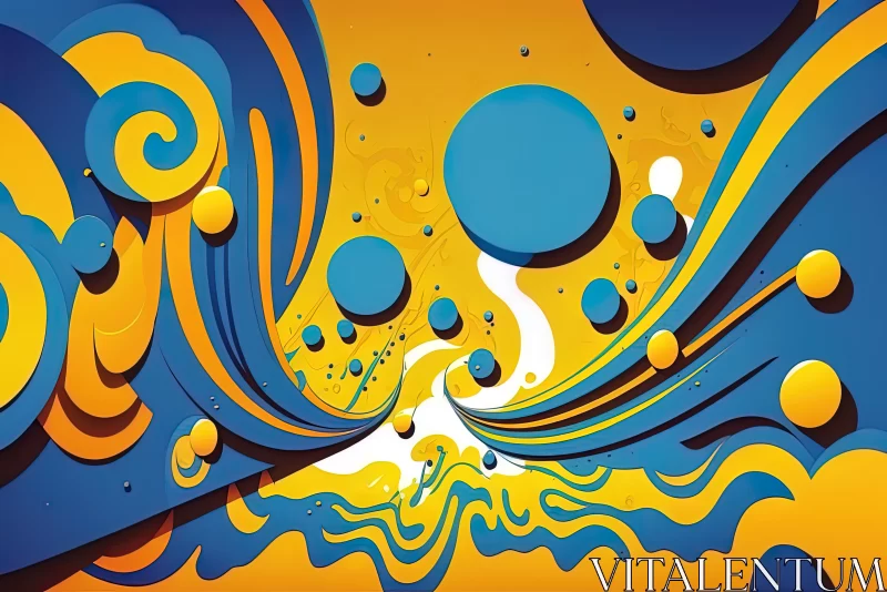 Colorful Abstraction: Illustration of Yellow Blue Abstract Background AI Image