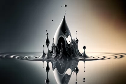 Silver Elegance Unleashed: Paint Drop Dances in Water AI Image