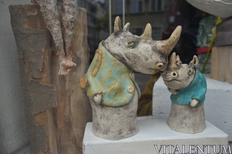 African Rhino Brothers Make An Adorable Sculpture Free Stock Photo