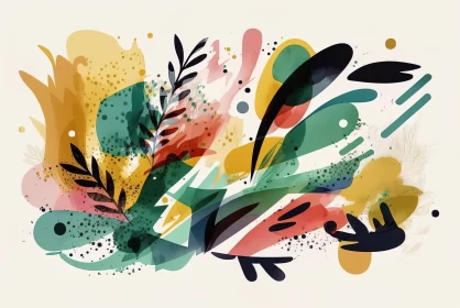 Expressive Euphoria: Bright Watercolor Brush Strokes on a White Background AI Image