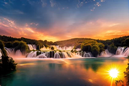 Morning Serenity: Captivating Scene of Krka National Park in Lozovac Village, Croatia, Europe
