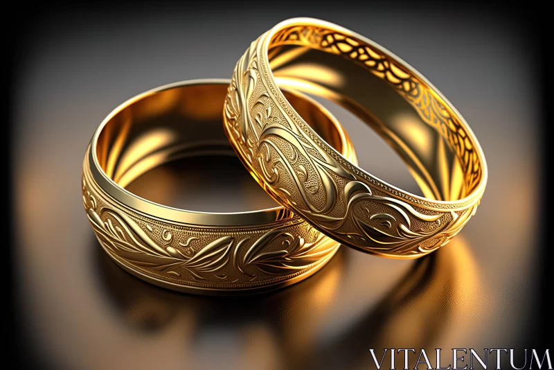 Nordic Elegance: Golden Wedding Rings with Scandinavian-inspired Decoration AI Image