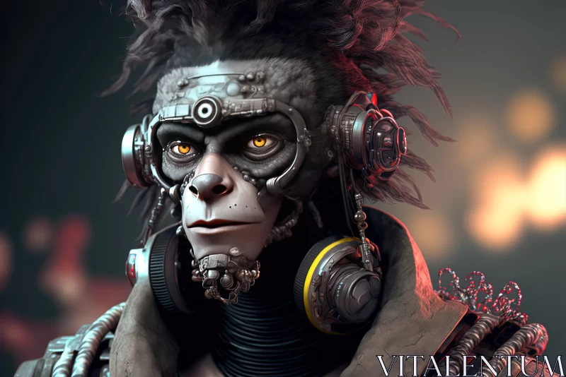 AI ART Futuristic Monkey: Cyberpunk Style Avatar Portrait in Anthropomorphic Glory