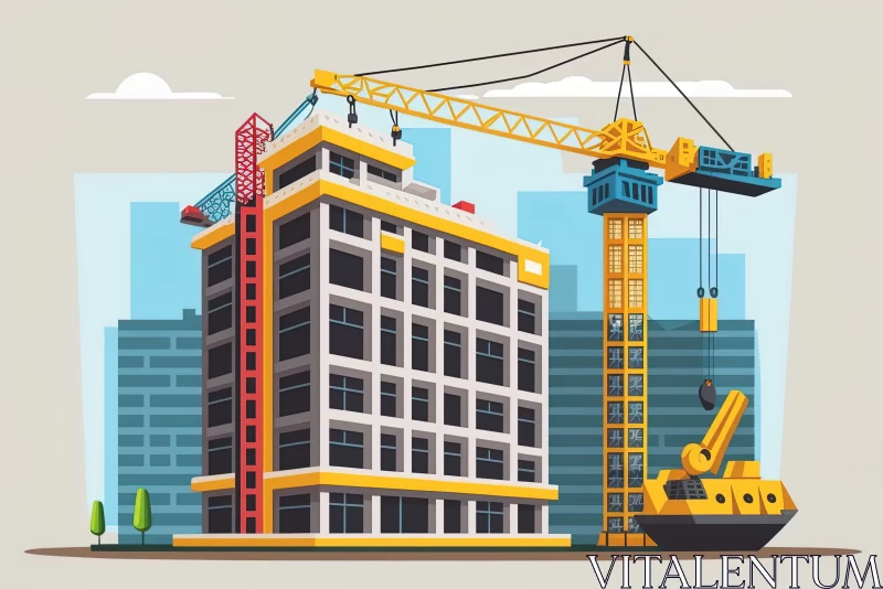 AI ART Building Dreams: Crane and Highrise Real Estate Construction