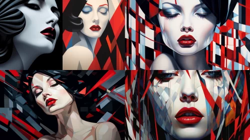 AI ART: Macabre Elegance: A Lipsticked Woman in the Artistic Styles
