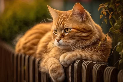 Ginger Charm: Endearing Cat Relaxing on a Fence