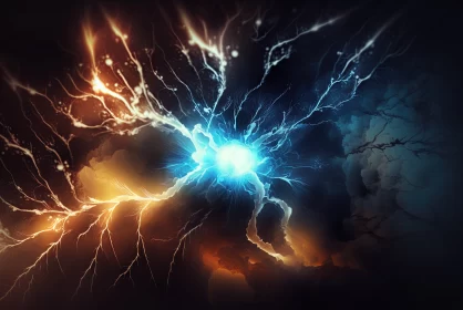 Electric Energy: Abstract Lightning Bursts Background AI Image
